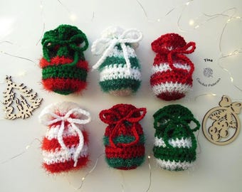CROCHET PATTERN Santa's Mini Christmas Bag Pouch Easy PDF in English