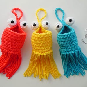 CROCHET PATTERN - Mini Yip Yip | Crochet Hanging Yip Yip | Car Hanger | Mirror Hanger | Hanging Planter | Crochet Mini Martian Alien Basket