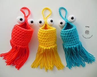 HÄKELANLEITUNG - Mini Yip Yip | Auto Spiegel Aufhänger | Blumenampel | Mars Alien Korb