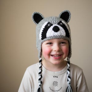 CROCHET PATTERN | Raccoon Hat, Winter Earflap Hat, Halloween Hat, Photo Prop, Shower Gift, PDF Download, Easy | Sizes from Baby to Adult image 9