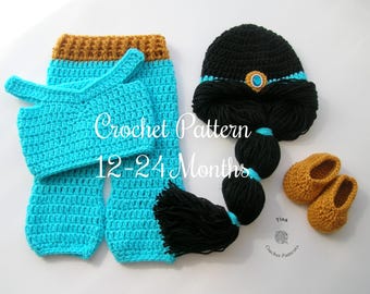 CROCHET PATTERN Baby Princess Outfit: Hat, Top, Pants, Shoes, Halloween Costume, Shower Gift, PDF Download | Sizes 12–18 | 18–24 Months