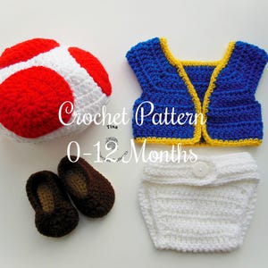 CROCHET PATTERN | Baby Toad Outfit: Hat, Vest, Diaper Cover, Shoes, Photo Prop, Halloween Costume, Shower Gift, PDF | Sizes 0–12 Months