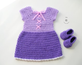 CROCHET PATTERN - Princess Dress and Shoes Outfit | Baby Girl Photo Prop | Crochet Baby Halloween Costume | Sizes Newborn - 12 months