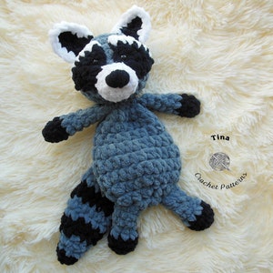 CROCHET Raccoon PATTERN - Tucker the Raccoon Plush Snuggler | Crochet Raccoon Toy | Raccoon Amigurumi | Easy Crochet | Crochet Animal