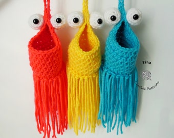 CROCHET PATTERN - Mini Yip Yip | Crochet Hanging Yip Yip | Car Hanger | Mirror Hanger | Hanging Planter | Crochet Mini Martian Alien Basket