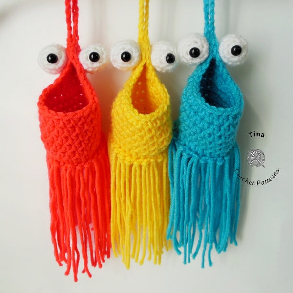 MOTIF AU CROCHET - Mini Yip Yip | Suspension au crochet Yip Yip | Cintre pour voiture | Suspension pour miroir | Jardinière suspendue | Mini panier extraterrestre martien au crochet