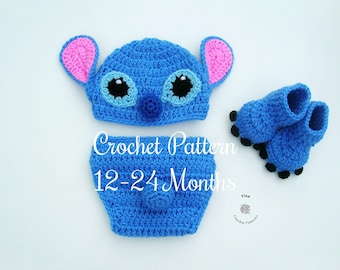 CROCHET PATTERN | Baby Stitch Outfit: Hat, Diaper Cover, Booties, Photo Prop, Halloween Costume, Shower Gift, PDА | Sizes 12–24 Months