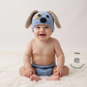 CROCHET PATTERN - Baby Puppy Costume, Dog Photo Prop, Shower Gift, Sizes 0-12 Months image 10
