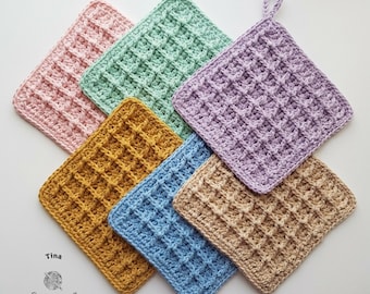 CROCHET PATTERN | Dishcloth, Washcloth, Textured Pot Holder, Mother's Day Gift Idea, Home Decor, Easy, Tag Template Included, English pdf