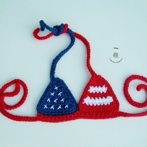 CROCHET PATTERN Patriotic Baby Bikini Swimsuit Crochet Striped Bikini Baby Girl Photo Prop Sizes 0 12 months image 3
