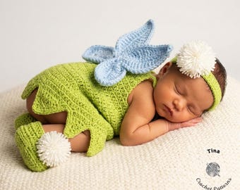 CROCHET PATTERN | Baby Fairy Outfit: Headband, Dress and Shoes, Photo Prop, Halloween Costume, Shower Gift, English PDF | Sizes 0–12 Months