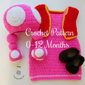 CROCHET PATTERN - Toadette Baby Costume | Crochet Baby Halloween Costume | Sizes Newborn - 12 months