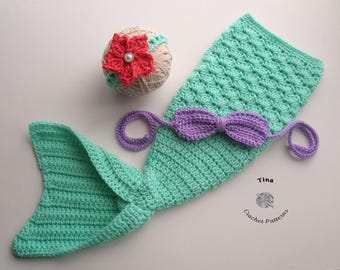CROCHET PATTERN | Baby Mermaid Outfit: Headband, Top, Tail, Photo Prop, Halloween Costume, Shower Gift, English PDF | Sizes 0–12 Months
