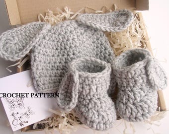 SCHEMA ALL'UNCINETTO Set di cappellino e scarpine da neonato a