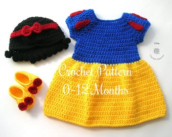 CROCHET PATTERN | Baby Princess Outfit: Hat, Dress and Shoes, Photo Prop, Halloween Costume, Shower Gift, PDF Download | Sizes 0–12 Months
