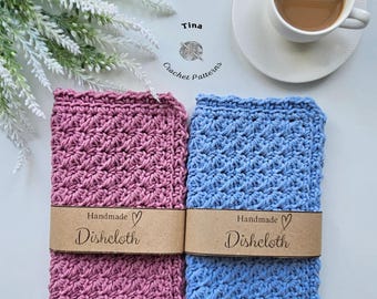 CROCHET PATTERN & VIDEO | Suzette Stitch Crochet Dishcloth, Easy Textured Washcloth pdf, Beginner-Friendly, Tag Template Included