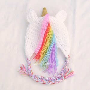 MOTIF AU CROCHET | Bonnet licorne, chapeau animal d'hiver, chapeau d'Halloween, accessoire photo, cadeau de douche, PDF, facile | Tailles de bébé à adulte image 5