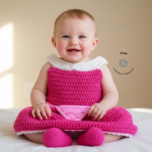 CROCHET PATTERN Baby Princess Dress and Shoes Outfit, Photo Prop, Halloween Costume, Shower Gift, PDF Download | Sizes 0–12 Months image 8