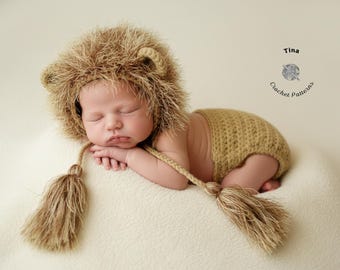 CROCHET PATTERN - Baby Lion Costume, Photo Prop, 1st Halloween, Shower Gift, Sizes 0-12 Months