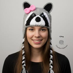 CROCHET PATTERN | Raccoon Hat, Winter Earflap Hat, Halloween Hat, Photo Prop, Shower Gift, PDF Download, Easy | Sizes from Baby to Adult image 10