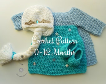 CROCHET PATTERN | Baby Queen Outfit: Hat, Dress, Shoes, Photo Prop, Halloween Costume, Shower Gift, English PDF | Sizes 0–12 Months