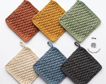 CROCHET PATTERN | Dishcloth, Washcloth, Textured Pot Holder, Mother's Day Gift Idea, Home Decor, Easy, Tag Template Included, English pdf