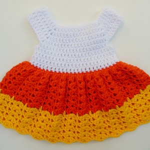 CROCHET PATTERN - Candy Corn Baby Dress | Baby Girl Photo Prop | Halloween Costume | Crochet Baby Dress | Sizes Newborn - 12 months