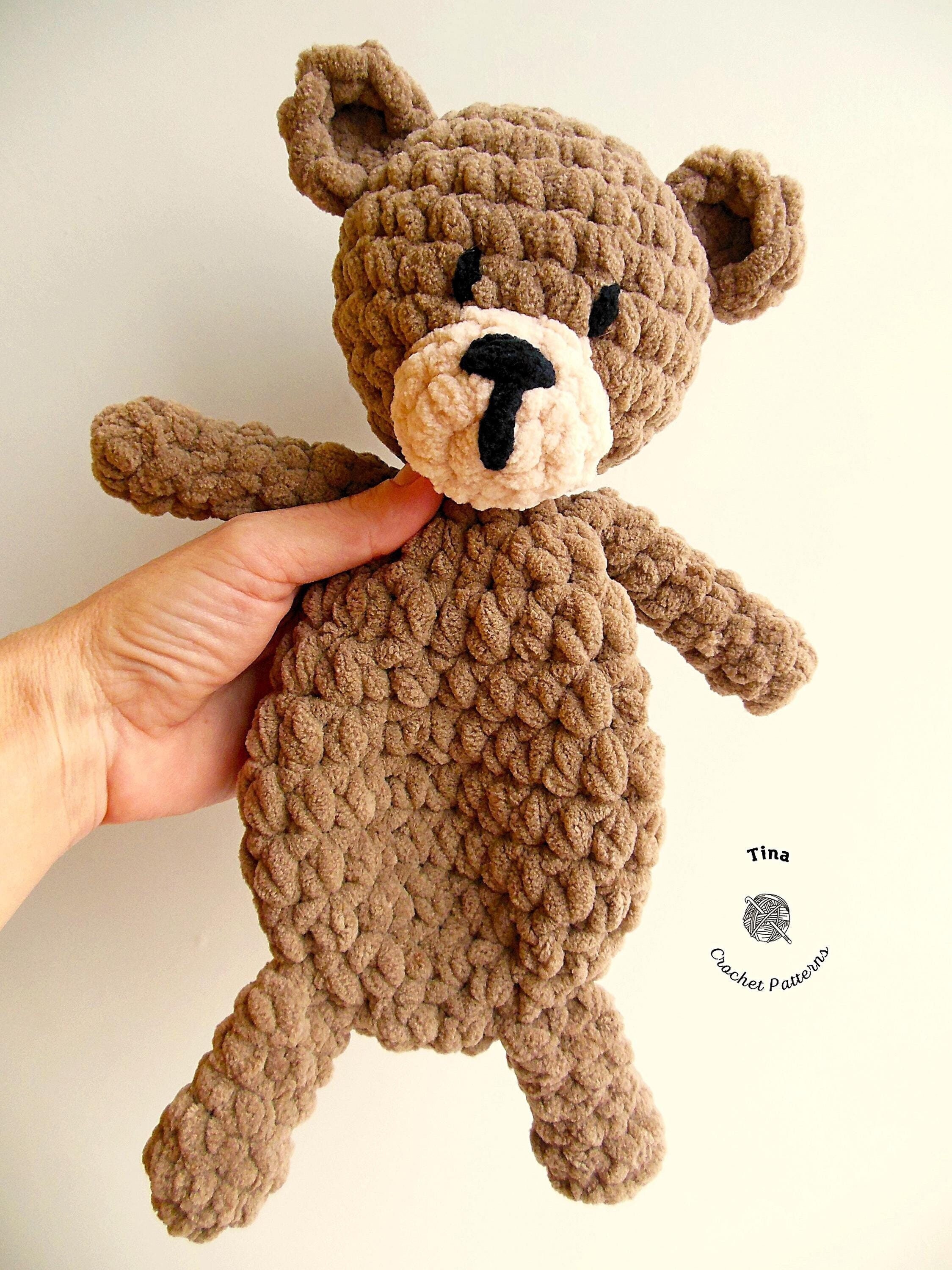 CROCHET PATTERN - Teddy Bear Lovey, Bear Snuggler, Crochet Stuffed Animal, Amigurumi Bear Design, DIY Plush Toy, Easy Beginner Pattern