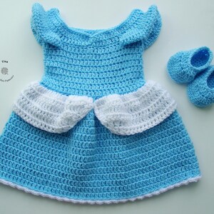MOTIF AU CROCHET Tenue de princesse pour bébé : robe, chaussures, accessoire photo, costume d'Halloween, cadeau de douche, anglais PDF | Tailles 0-12 mois image 6