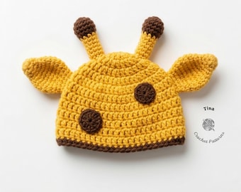 CROCHET PATTERN | Giraffe Hat, Halloween Animal Beanie, Photo Prop, Shower Gift, PDF Download, Easy | Sizes from Baby to Adult