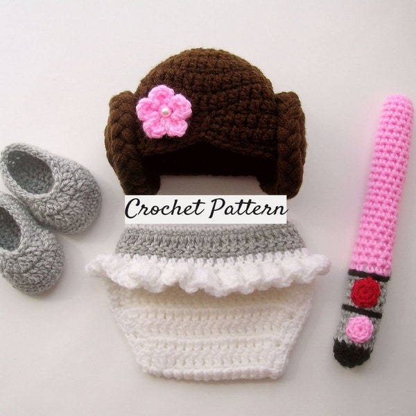 CROCHET PATTERN - Princess Wig, Diaper Cover and Shoes Set | Baby Photo Prop | Baby Halloween Costume | Sizes newborn - 12 Months
