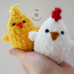 CROCHET PATTERN - No Sew Mini Chicken, Crochet Stuffed Birds Design, Amigurumi Chicken DIY, Easy Beginner Pattern for Easter