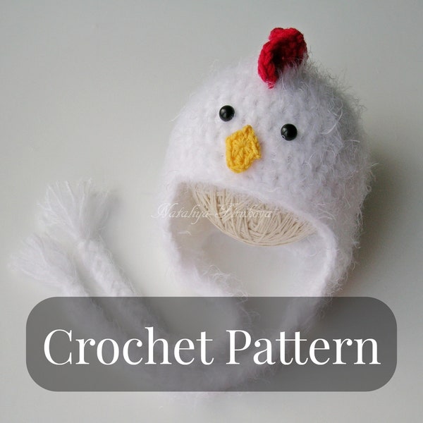 PATRÓN DE CROCHET - Gorro de Pollo / Gorro de Pollo para Bebé a Crochet / Gorro de Halloween para Bebé / Gorro de Pascua a Crochet / Tallas de Bebé a Adulto