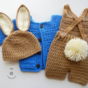 Bunny CROCHET PATTERN - Rabbit Hat, Shirt and Romper Set | Baby Halloween Costume | Bunny Photo Prop | Sizes Newborn - 12 months