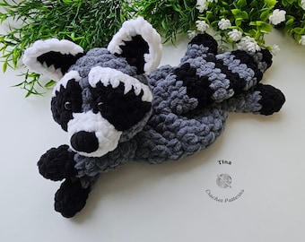CROCHET PATTERN Raccoon Lovey, Amigurumi Stuffed Animal, Plush Toy, Easy Beginner PDF English