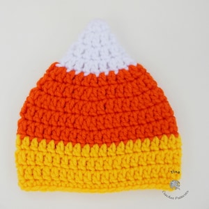 CROCHET PATTERN - Candy Corn Hat | Crochet Halloween Beanie | Sizes from Baby to Adult