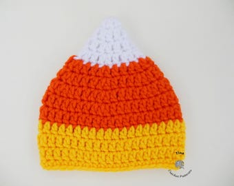 CROCHET PATTERN | Candy Corn Hat, Halloween Beanie, Photo Prop, Shower Gift, PDF Download, Easy | Sizes from Baby to Adult