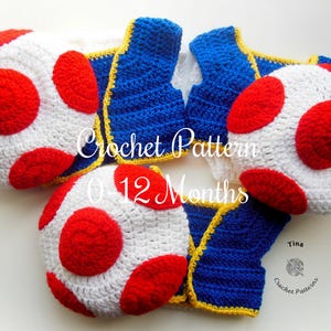 CROCHET PATTERN Baby Toad Outfit: Hat, Vest, Diaper Cover, Shoes, Photo Prop, Halloween Costume, Shower Gift, PDF | Sizes 0–12 Months
