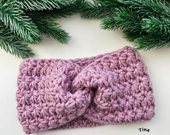 CROCHET PATTERN & VIDEO Warm Headband, Crochet Ear Warmer Daisy Stitch, Adult Size, Gift Tags, Pdf, Easy, Quick