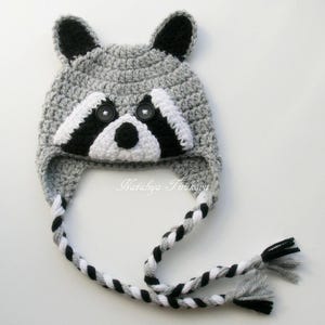 CROCHET PATTERN | Raccoon Hat, Winter Earflap Hat, Halloween Hat, Photo Prop, Shower Gift, PDF Download, Easy | Sizes from Baby to Adult image 6