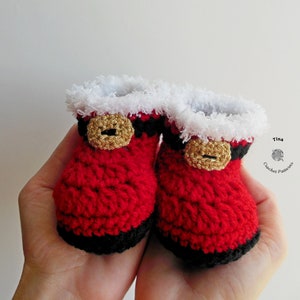 CROCHET Baby Booties PATTERN - Santa Baby Booties | Crochet Santa Shoes | Christmas Baby Booties | Sizes 0 - 12 months