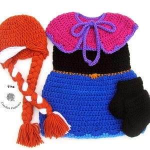 CROCHET PATTERN Baby Princess Anna Outfit: Dress, Hat Cape, Shoes, Photo Prop, Halloween Costume, Shower Gift, PDF | Sizes 0–12 Months