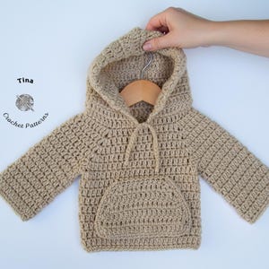 CROCHET PATTERN Baby Hoodie Cardigan, Sweater, Clothes, Baby Gift Idea, Easy Tutorial, Beginner Project, English PDF | Sizes 0–24 Months