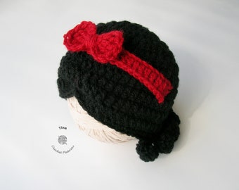 PATRÓN DE CROCHET / Peluca de princesa, gorro de Halloween, accesorio para fotos, regalo para baby shower, descarga en PDF, fácil / Tallas desde bebé hasta adulto