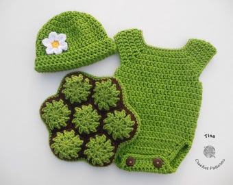 CROCHET PATTERN - Baby Turtle Costume, Photo Prop, Shower Gift, Sizes Newborn - 12 Months