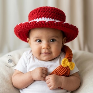 CROCHET PATTERN | Cowgirl Jessie Hat, Baby Halloween Hat, Photo Prop, Shower Gift, PDF Download, Easy | Sizes 0–12 Months | 1–3 Years