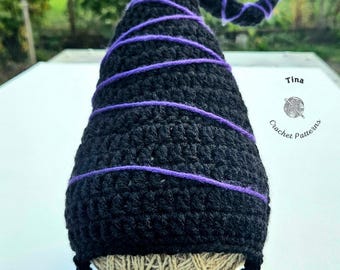 CROCHET PATTERN - Witch Hat, Halloween Hat, Photo Prop, Shower Gift, Sizes from Baby to Adult