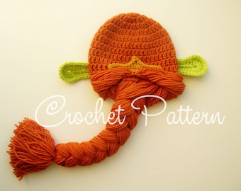 CROCHET PATTERN - Princess Wig | Crochet Halloween Wig | Crochet Character Hat | Sizes from Baby to Adult