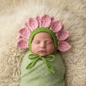 CROCHET PATTERN | Flower Bonnet, Baby Fairy Hat, Photo Prop, Shower Gift, PDF Download, Easy | Sizes 0–12 Months | 1–3 Years