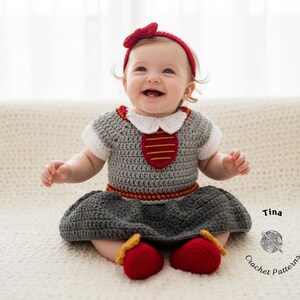 CROCHET PATTERN Baby Girl Wizard Outfit: Dress, Headband, Shoes, Photo Prop, Halloween Costume, Shower Gift, PDF | Sizes 0–12 Months image 10